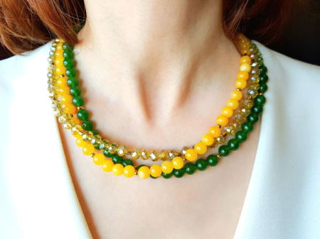 Colier multisir cu jad galben, jad verde si cristale [0]