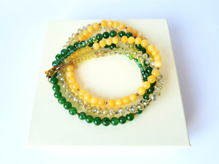 Colier multisir cu jad galben, jad verde si cristale [5]