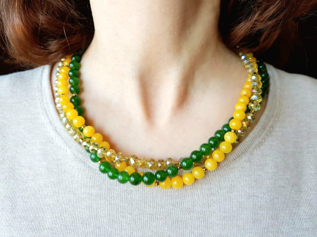 Colier multisir cu jad galben, jad verde si cristale [4]