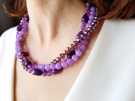 Colier multisir cu jad mov si jad lila [3]