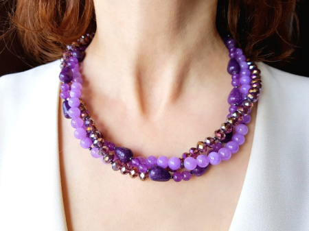 Colier multisir cu jad mov si jad lila [1]