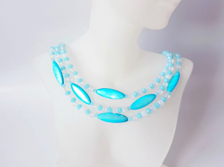 Colier multisir cu sidef bleu, opalit si cristale bleu [2]