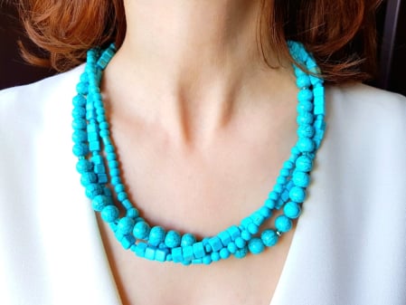 COLIERE - Colier multisir din turcoaz reconstituit