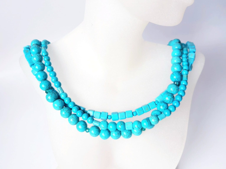 Coliere Handmade cu Pietre Semipretioase - Colier multisir din turcoaz reconstituit