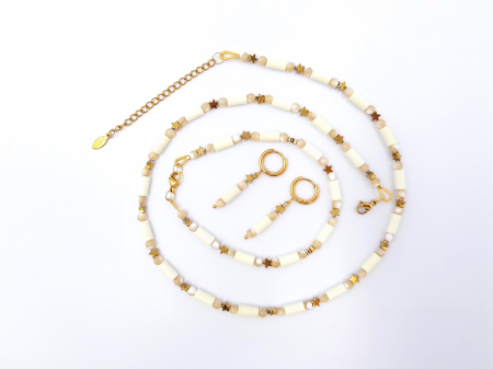 Set colier, cercei si bratara cu agate, sidef si hematit [4]