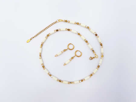 Set colier, cercei si bratara cu agate, sidef si hematit [5]