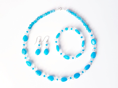 Set colier, cercei si bratara cu jad bleu [1]