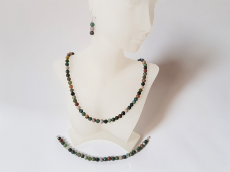 Set colier, cercei si bratara din agate indiene [4]
