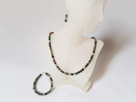 Set colier, cercei si bratara din agate indiene [3]