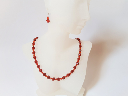 Set colier si cercei clasic cu agate grena [1]