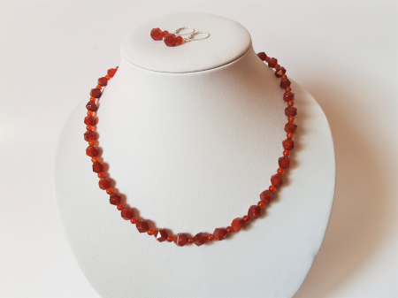 Set colier si cercei clasic cu agate grena [3]