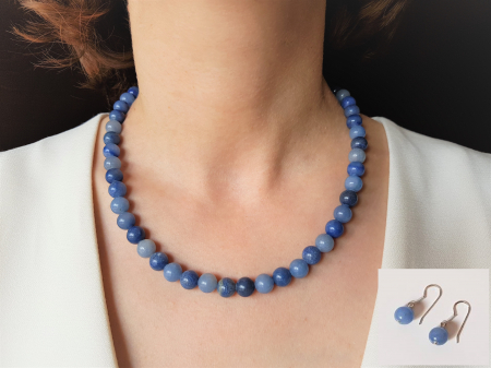 Seturi Handmade - Colier si cercei - Set colier si cercei clasic cu aventurin albastru