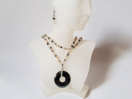 Seturi Handmade - Colier si cercei - Set colier si cercei cu agate si hematite