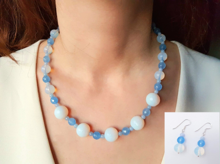 Seturi Handmade - Colier si cercei - Set colier si cercei cu aventurin albastru, opalit si agate