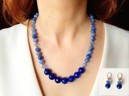 Seturi Handmade - Colier si cercei - Set colier si cercei cu aventurin si jad albastru