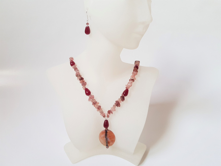 Set colier si cercei cu cuart cherry si jad [1]