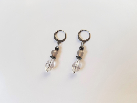 Set colier si cercei cu hematite, cuart gri si cristale [5]