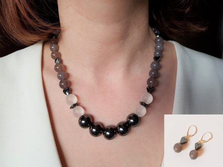 Seturi Handmade - Colier si cercei - Set colier si cercei cu hematite si agate