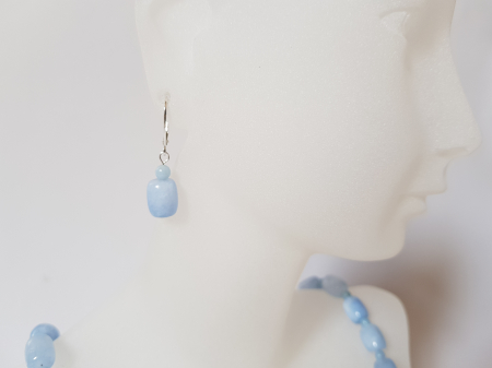 Set colier si cercei cu jad bleu tuburi [6]