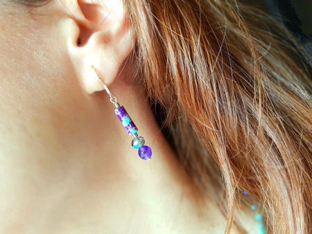 Set colier si cercei cu jad mov, jasp imperial  si cristale [5]