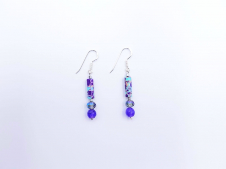 Set colier si cercei cu jad mov, jasp imperial  si cristale [4]