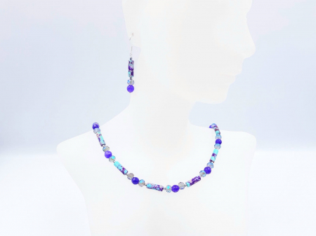 Set colier si cercei cu jad mov, jasp imperial  si cristale [7]