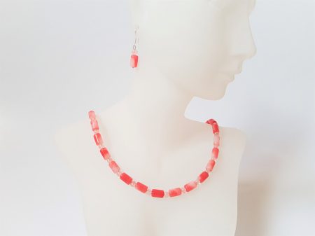 Set colier si cercei cu jad si cuart cherry [3]