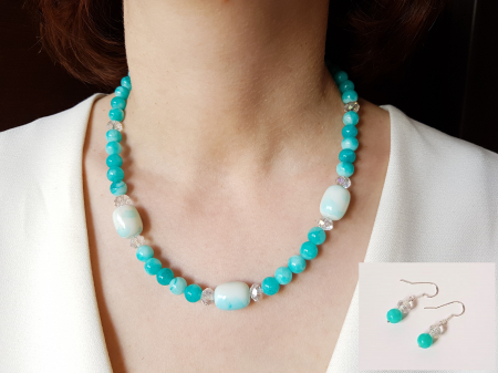 Seturi Handmade - Colier si cercei - Set colier si cercei cu jad turcoaz