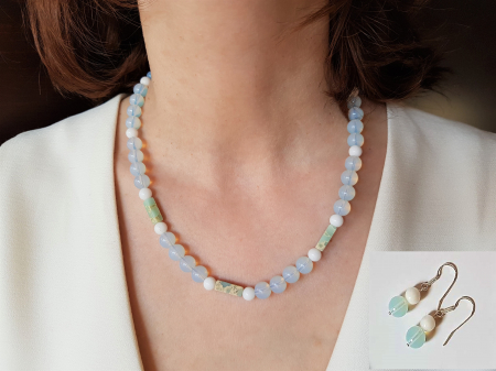 Seturi Handmade - Colier si cercei - Set colier si cercei cu jasp imperial, agate si opalit