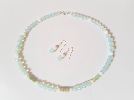 Set colier si cercei cu jasp imperial, agate si opalit [6]