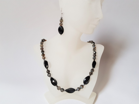 Set colier si cercei cu onix, agate si hematite [3]