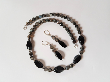 Set colier si cercei cu onix, agate si hematite [5]