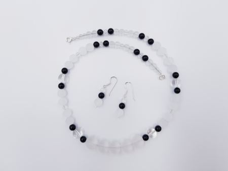 Set colier si cercei cu onix si cristale de stanca [5]