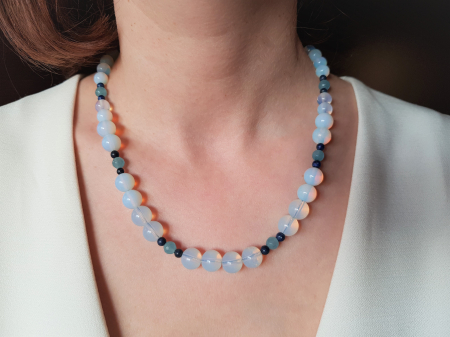 Set colier si cercei cu opalit, jad albastru si lapis lazuli [7]