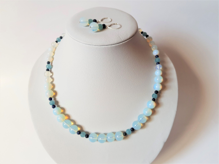Set colier si cercei cu opalit, jad albastru si lapis lazuli [2]