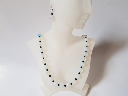 Set colier si cercei cu opalit si lapis lazuli [4]
