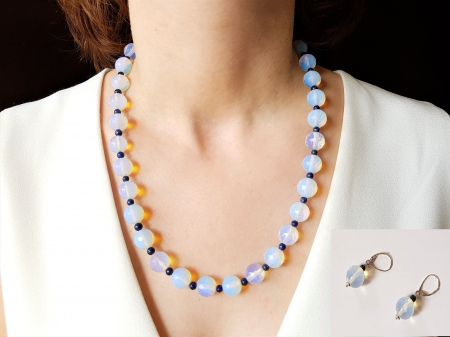 Seturi Handmade - Colier si cercei - Set colier si cercei cu opalit si lapis lazuli