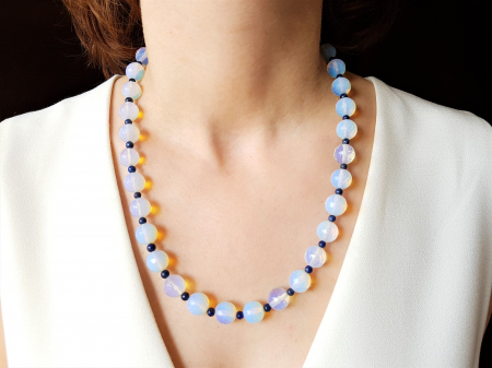 Set colier si cercei cu opalit si lapis lazuli [7]