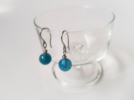 Set colier si cercei de agate albastre dantelate [2]