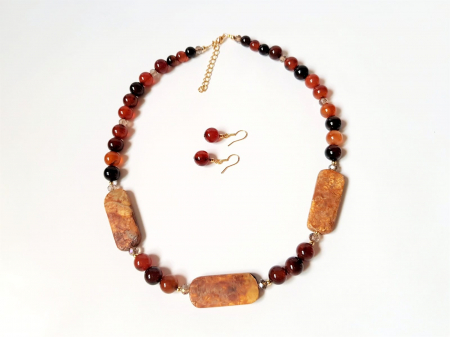 Set colier si cercei de agate maro [1]