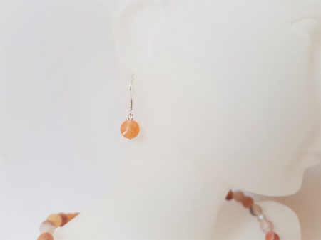 Set colier si cercei de agate roz-somon [7]