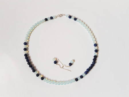 Set colier si cercei de argint cu lapis lazuli [5]