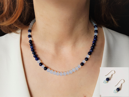 Seturi Handmade - Colier si cercei - Set colier si cercei de argint cu lapis lazuli
