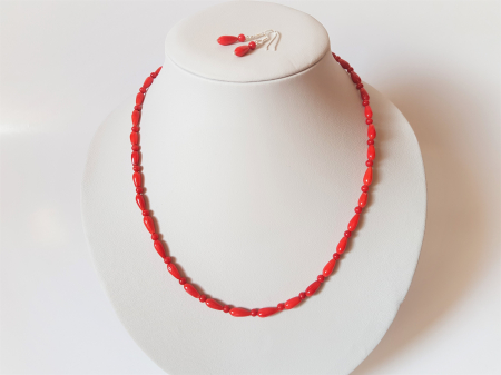 Set colier si cercei de coral rosu [4]