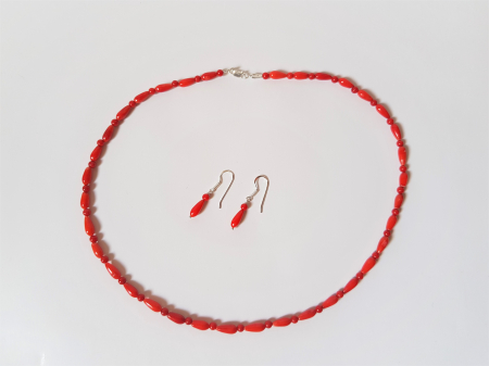 Set colier si cercei de coral rosu [6]