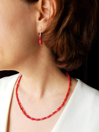 Set colier si cercei de coral rosu [1]