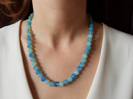 Set colier si cercei de jad bleu [7]