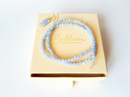 Set colier si cercei din agate bleu [6]