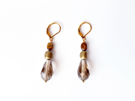 Set colier si cercei din ochi de tigru, hematit auriu si cristale [3]