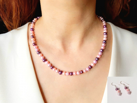 PERLE - Set colier si cercei din perle multicolore